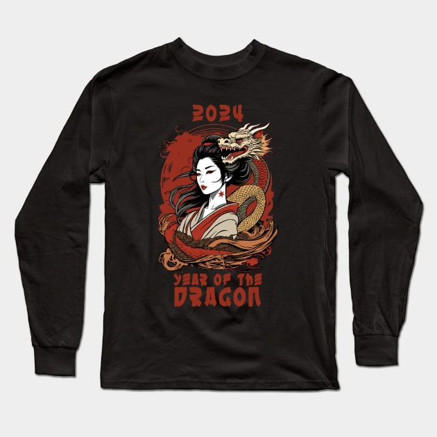 Chinese New Year | 2024 Year Of The Dragon Long Sleeve T-Shirt by TMBTM